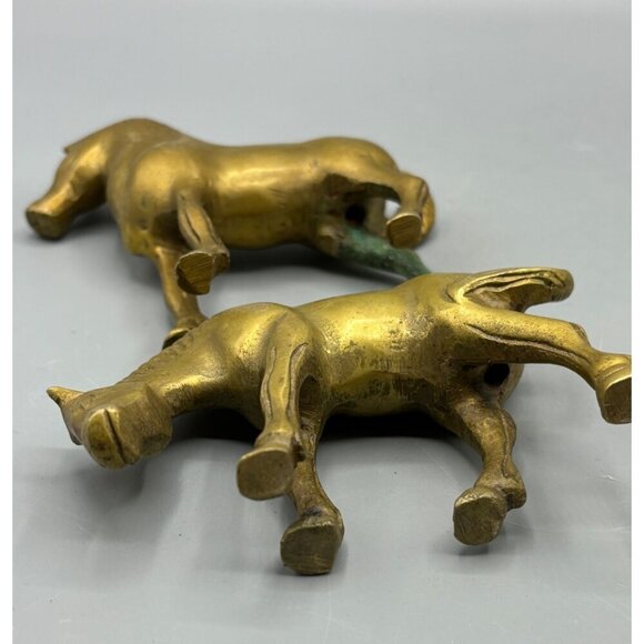 Vtg Brass‎ Horse Figurines Set Of 2 Standing Decor Animal Equestrian - Picture 6 of 6